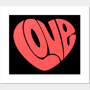 Love word in a heart shape simple cute design for valentines day red Posters and Art